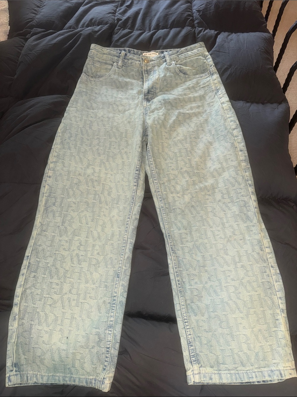 Free People Logo Print Denim Women’s Wide Leg Jeans - Never worn
